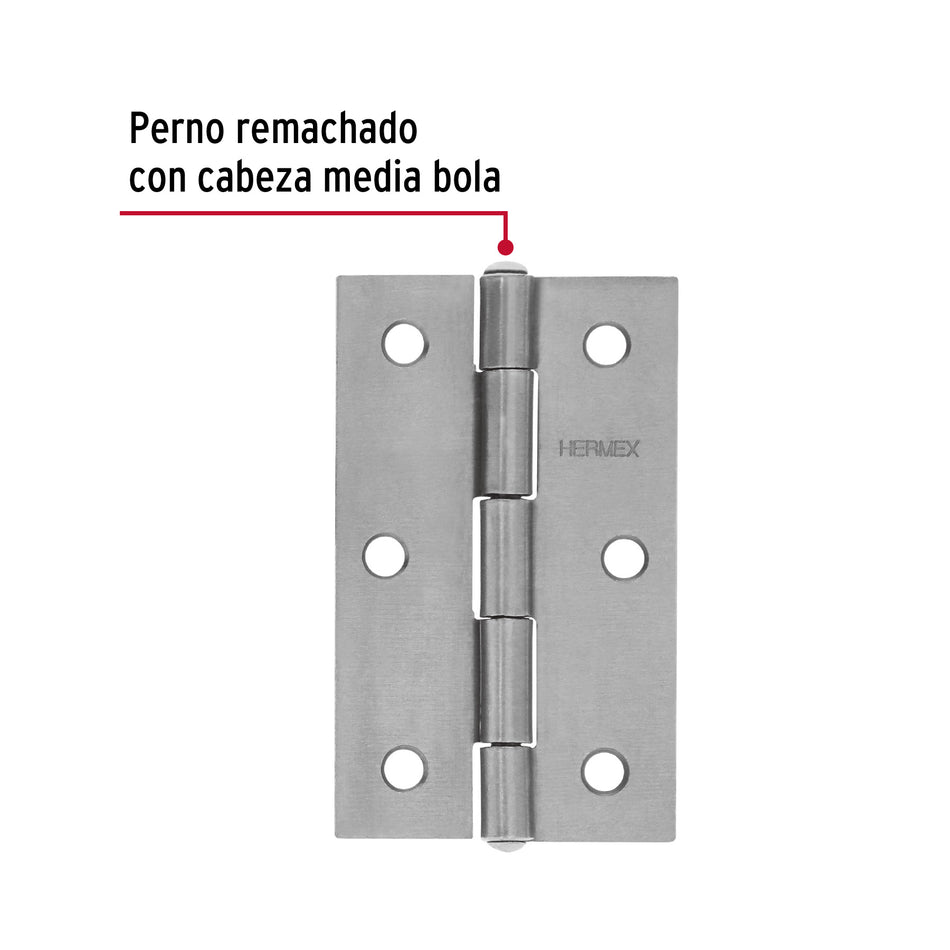 Bolsa con 2 bisagras rectangulares 3-1/2', acero pulido