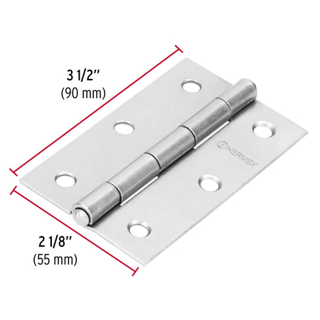 Bisagra rectangular 3-1/2' acero pulido, HERMEX
