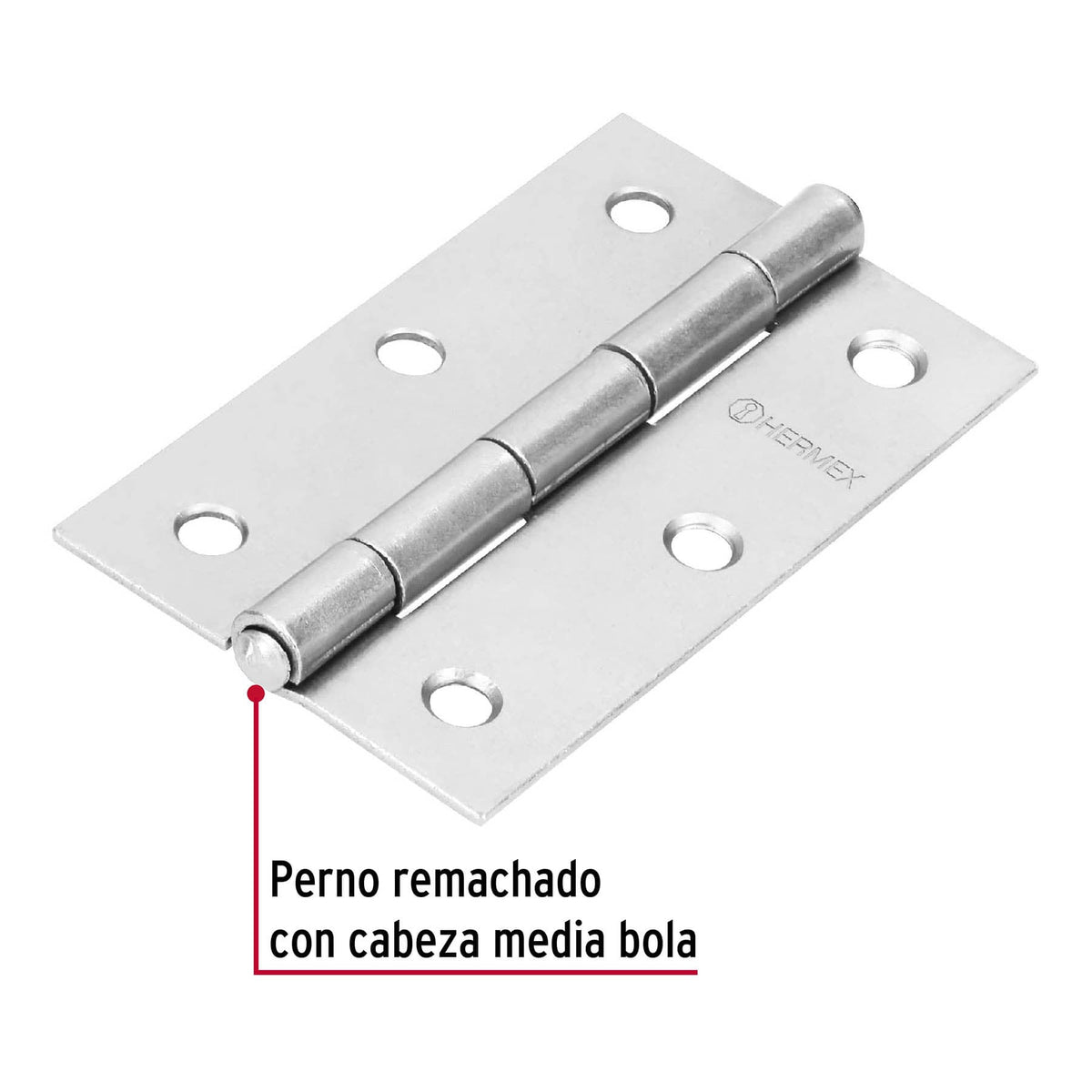 Bisagra rectangular 3-1/2' acero pulido, HERMEX