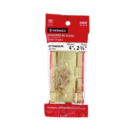 Bolsa con 2 bisagras rectangulares acero latonado 4"