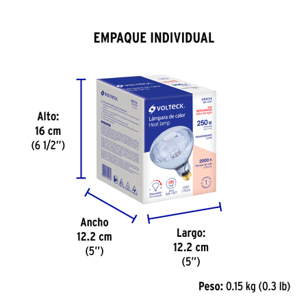 Lampara incandescente de calor BR40 250 Watts transparente