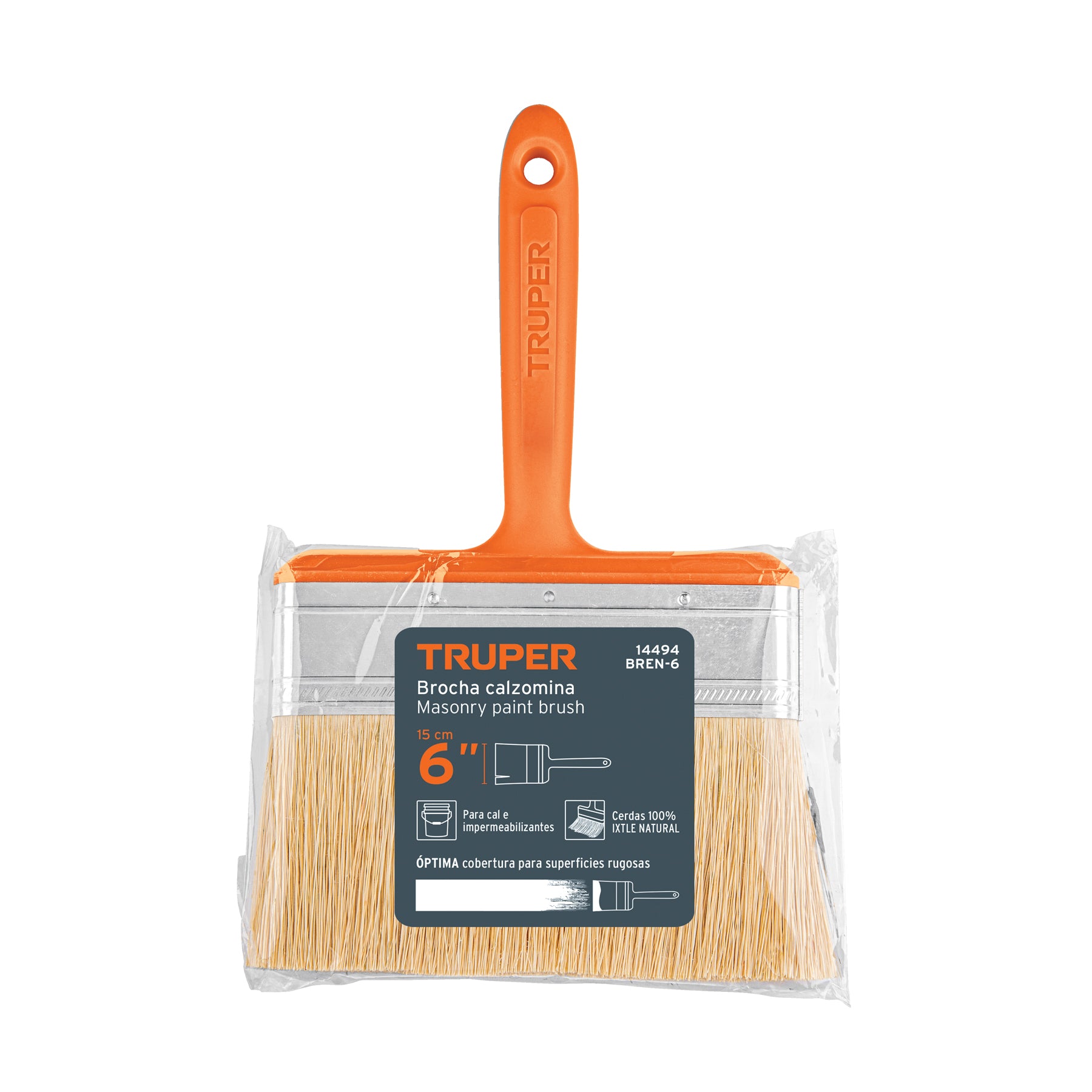 Brocha para encalar e impermeabilizar de mango plastico 6"