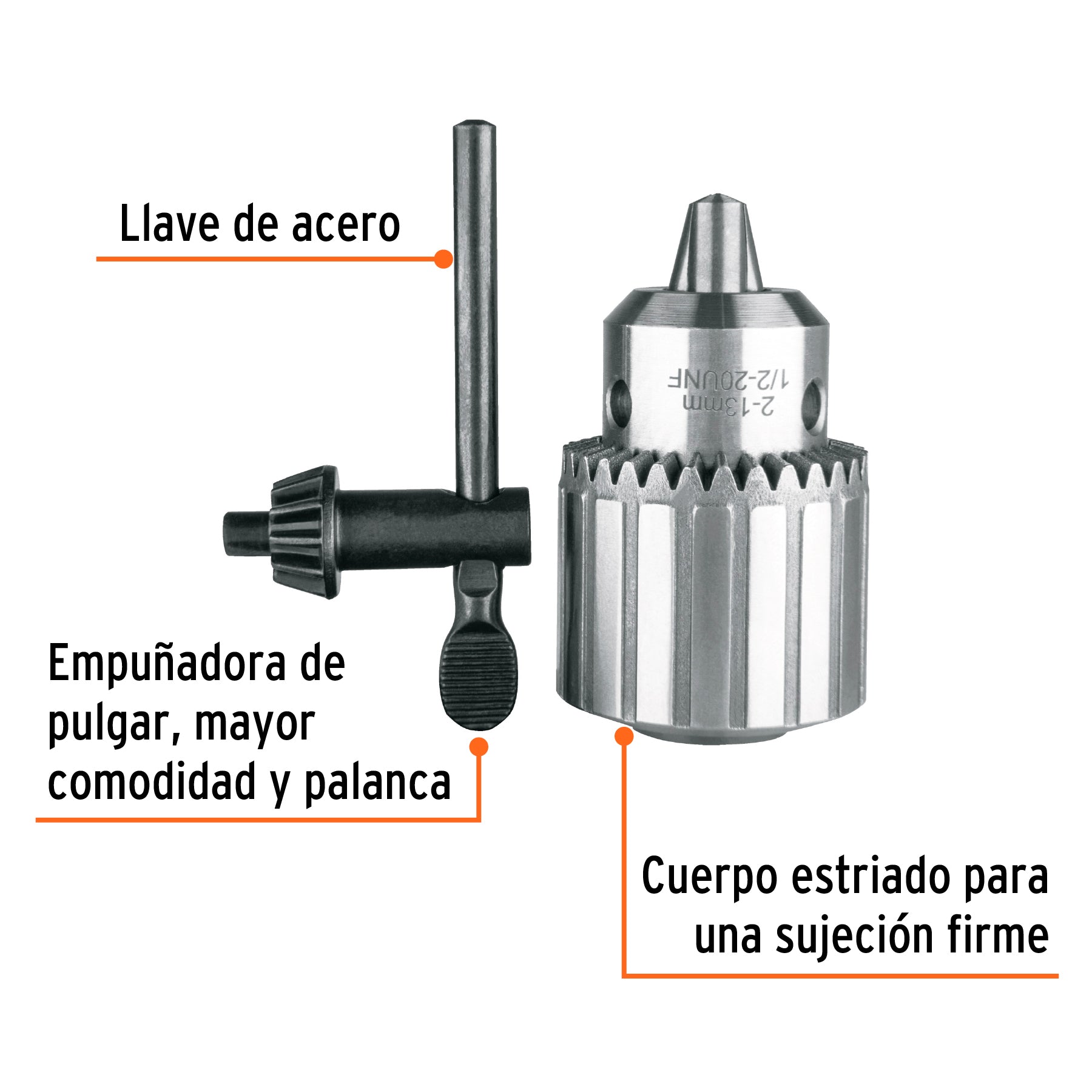 Broquero con llave cuerpo estriado TRUPER EXPERT 1/2"