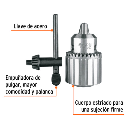 Broquero con llave cuerpo estriado TRUPER EXPERT 1/2"