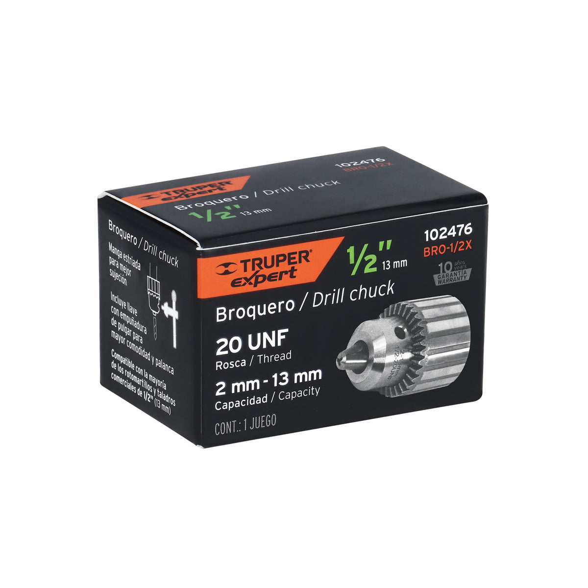 Broquero con llave cuerpo estriado TRUPER EXPERT 1/2"