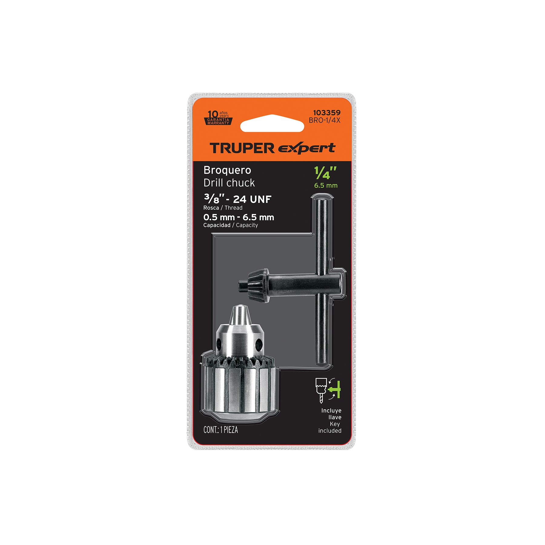 Broquero con llave cuerpo estriado TRUPER EXPERT 1/4"