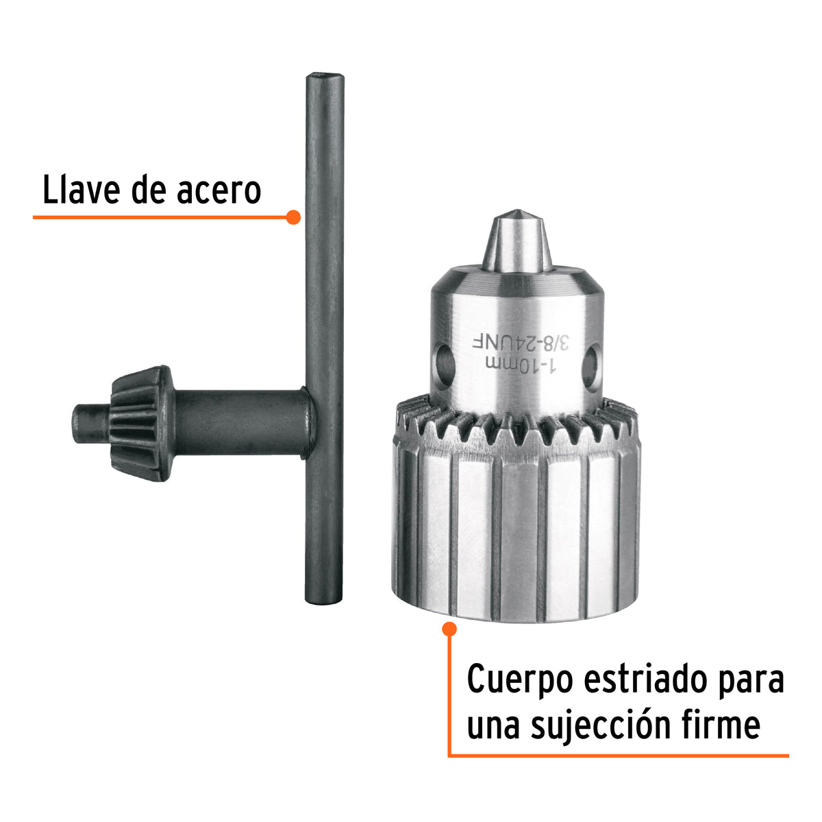 Broquero con llave cuerpo estriado TRUPER EXPERT 3/8"