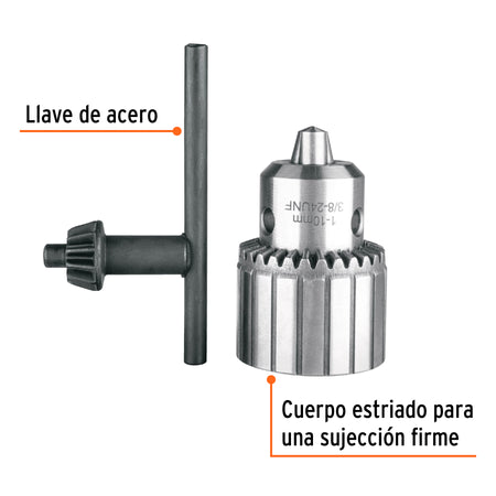Broquero con llave cuerpo estriado TRUPER EXPERT 3/8"
