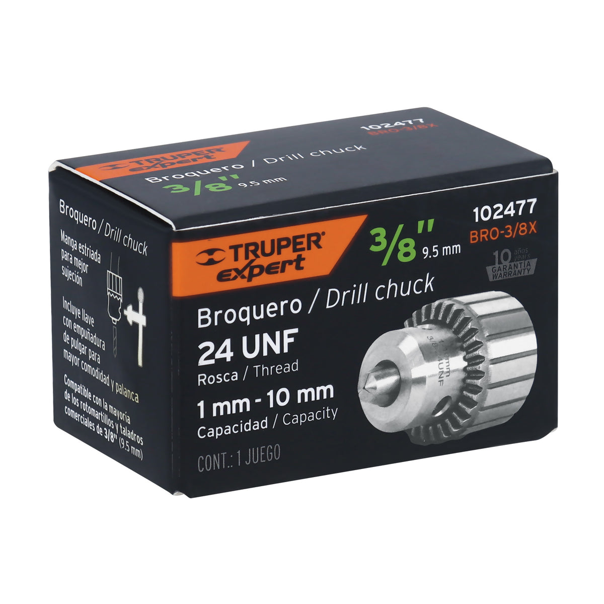 Broquero con llave cuerpo estriado TRUPER EXPERT 3/8"