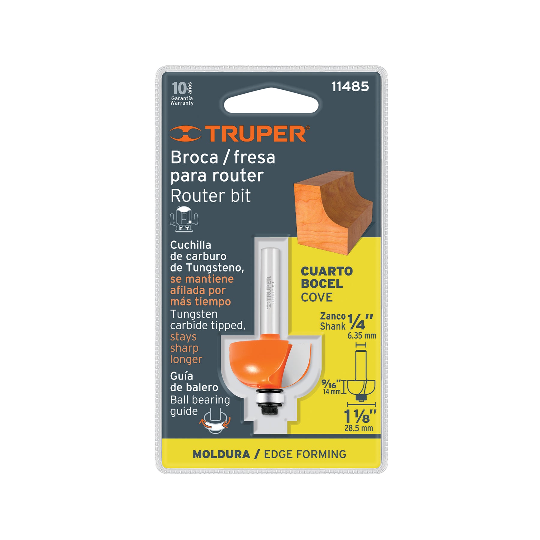 Broca para router bocel cuarto 1-1/8" con balero Truper