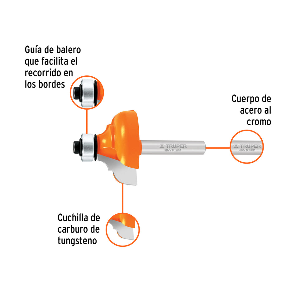 Broca para router clasica 1-3/8" con balero Truper