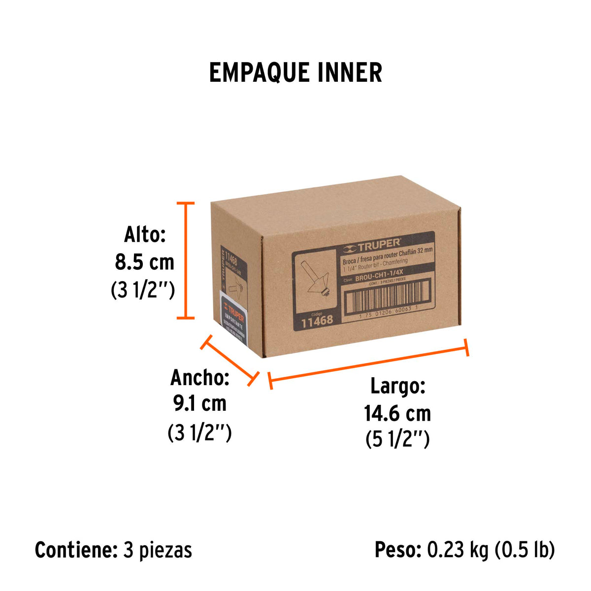 Broca para router chaflan 1-1/4" con balero Truper