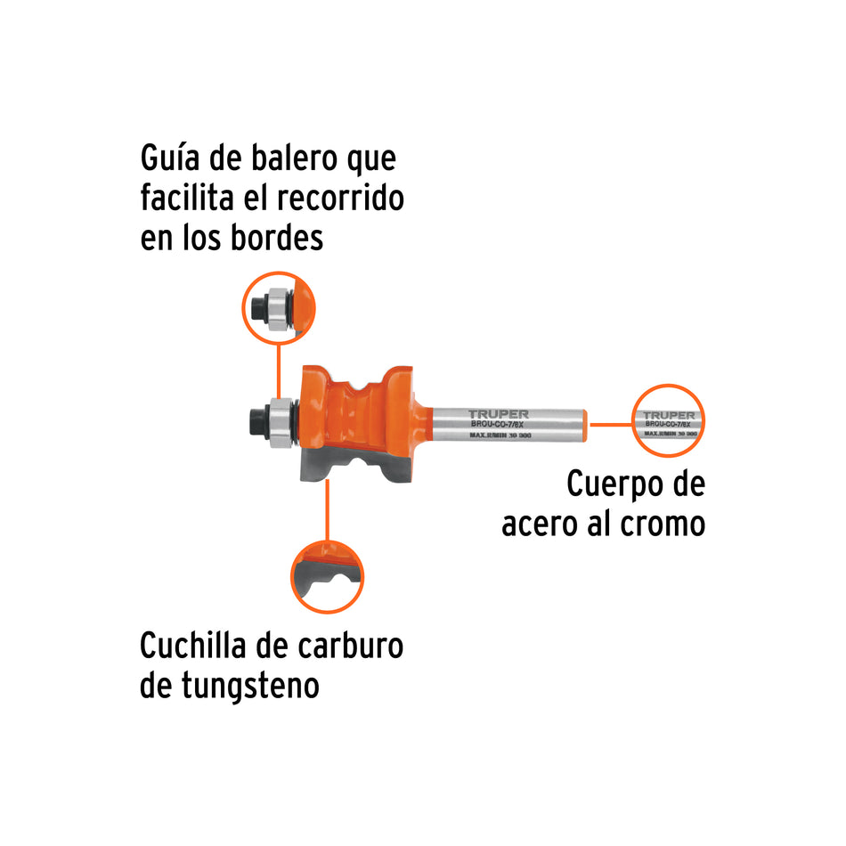 Broca para router collarin 7/8" con balero Truper