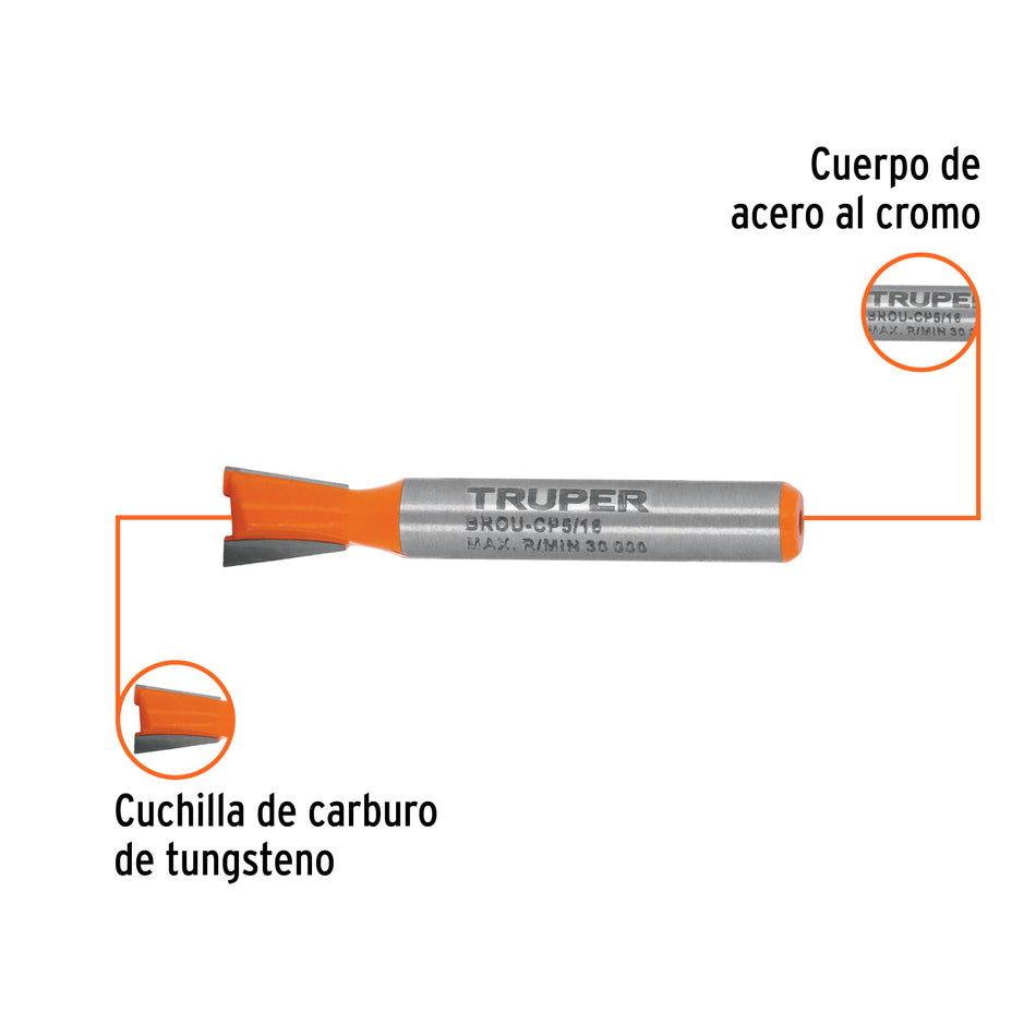 Broca para router cola de pato Truper 5/16"