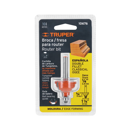 Broca para router espanola 1-1/4" con balero Truper