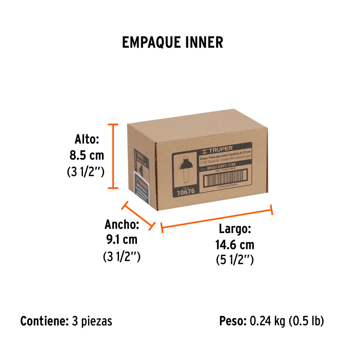 Broca para router espanola 1-1/4" con balero Truper