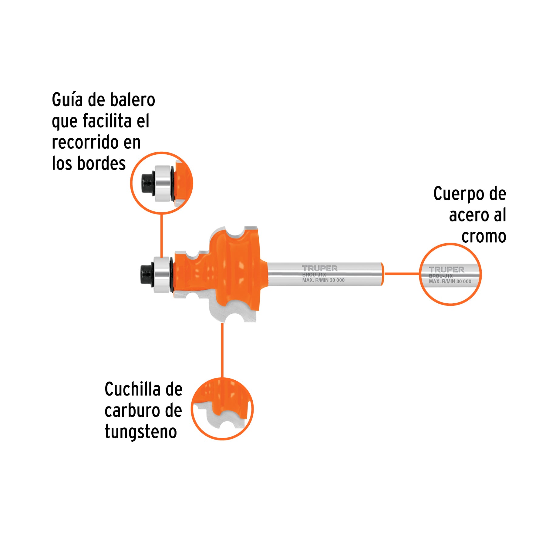 Broca router jovel 1" con balero Truper