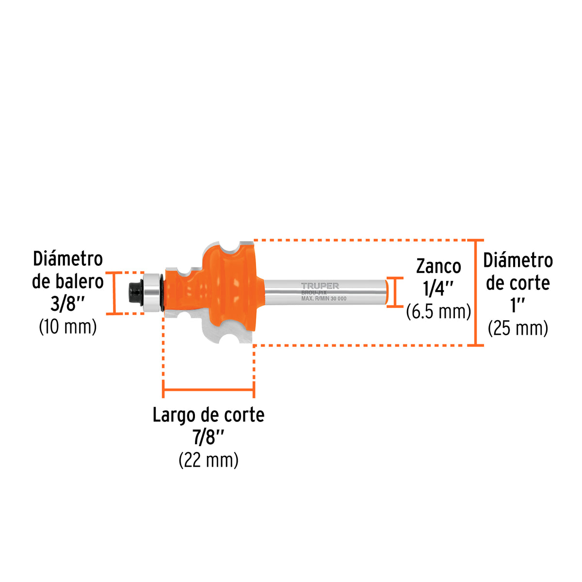 Broca router jovel 1" con balero Truper