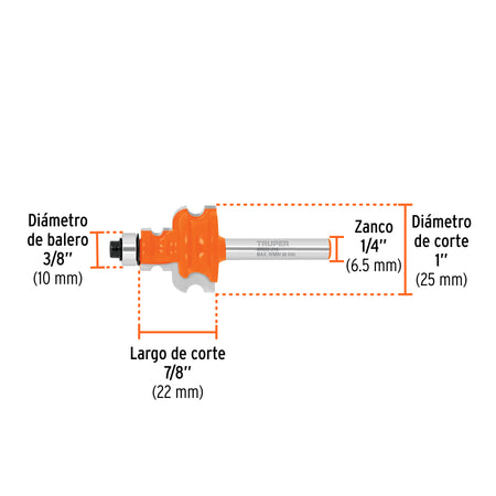 Broca router jovel 1" con balero Truper
