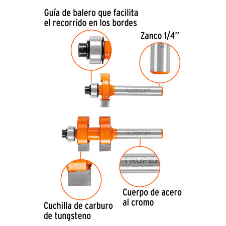 Juego de machimbrador con balero Truper 7/8"