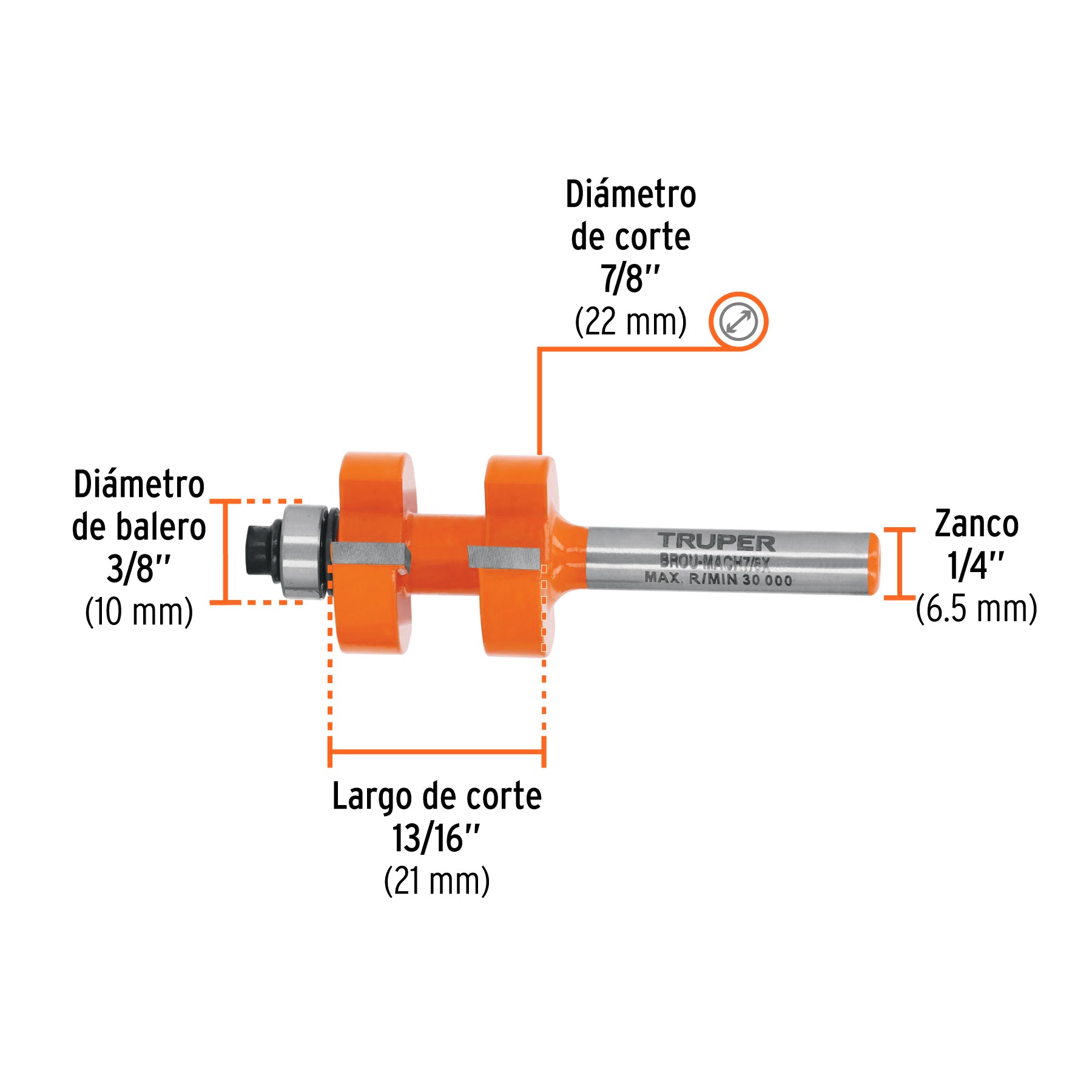 Juego de machimbrador con balero Truper 7/8"