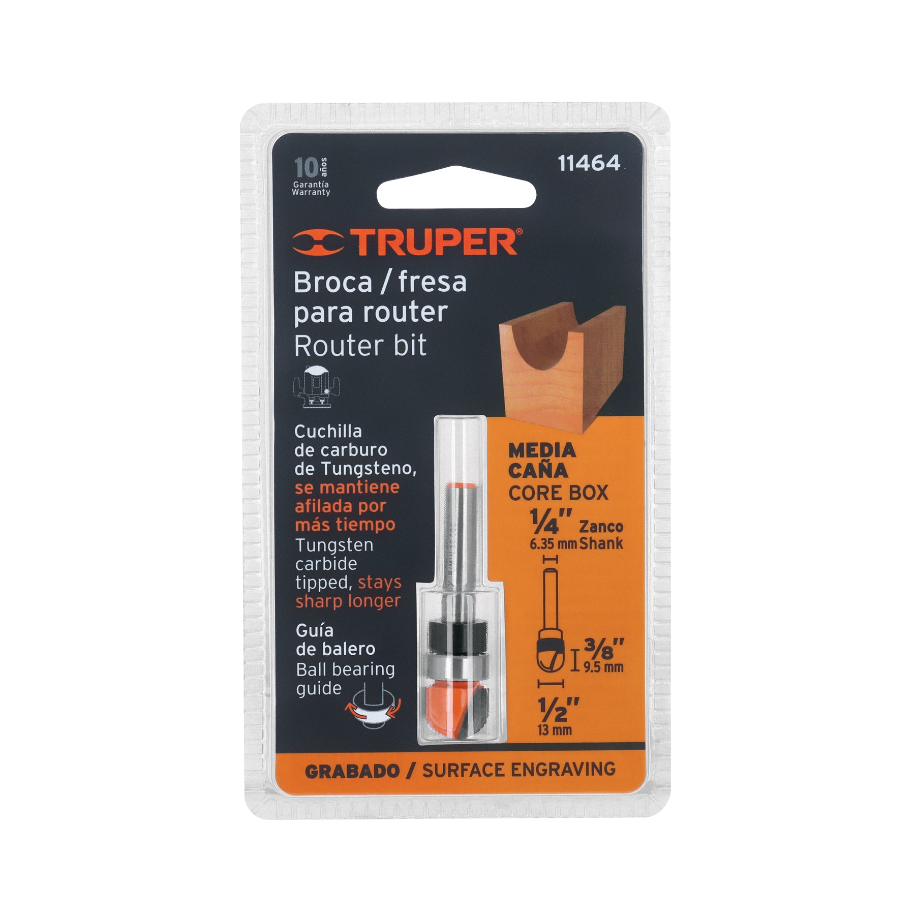 Broca para router media cana 1/2" con balero Truper