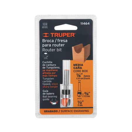 Broca para router media cana 1/2" con balero Truper