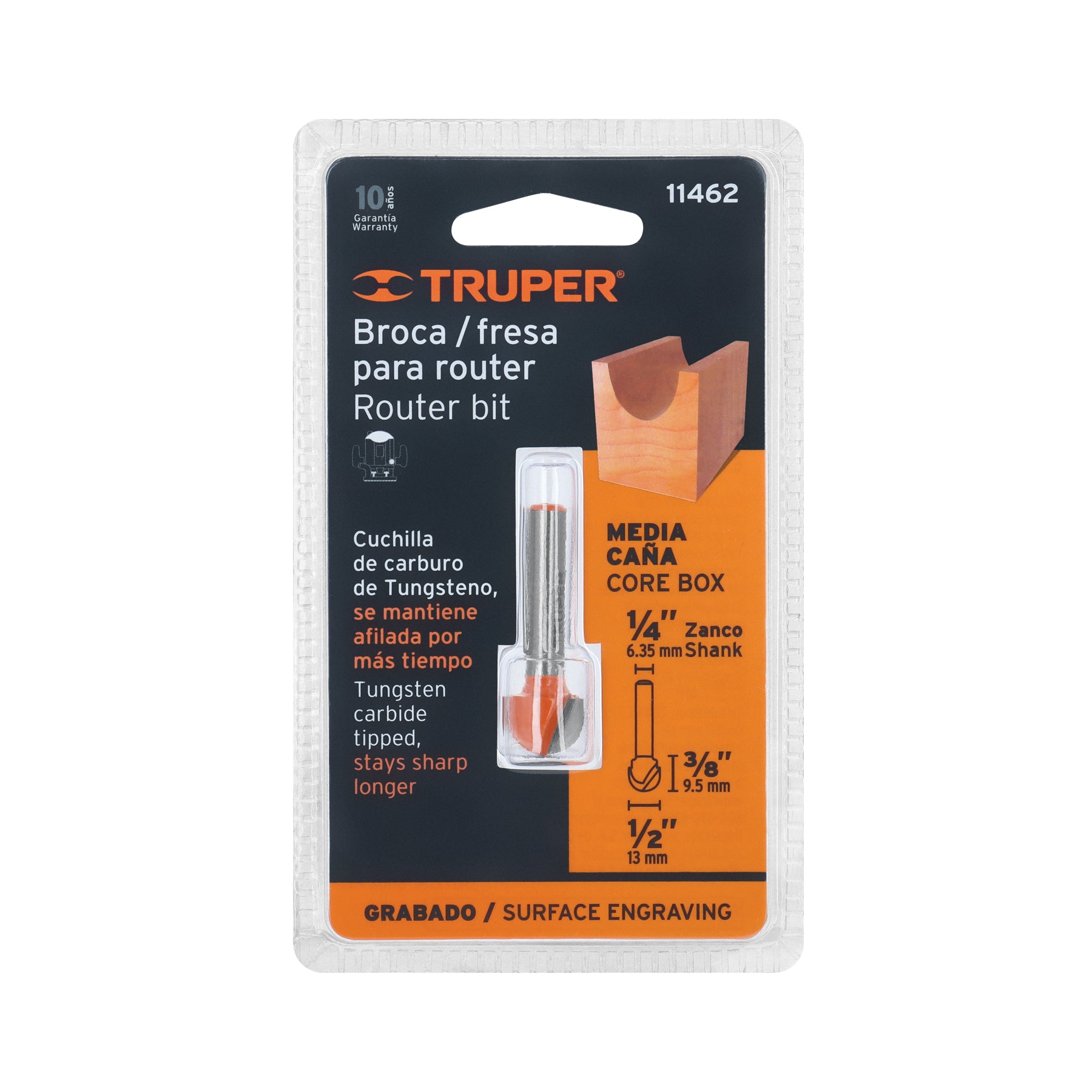 Broca para router media cana Truper 1/2"
