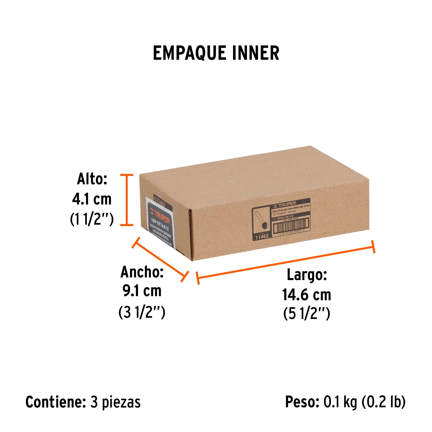 Broca para router media cana Truper 1/2"