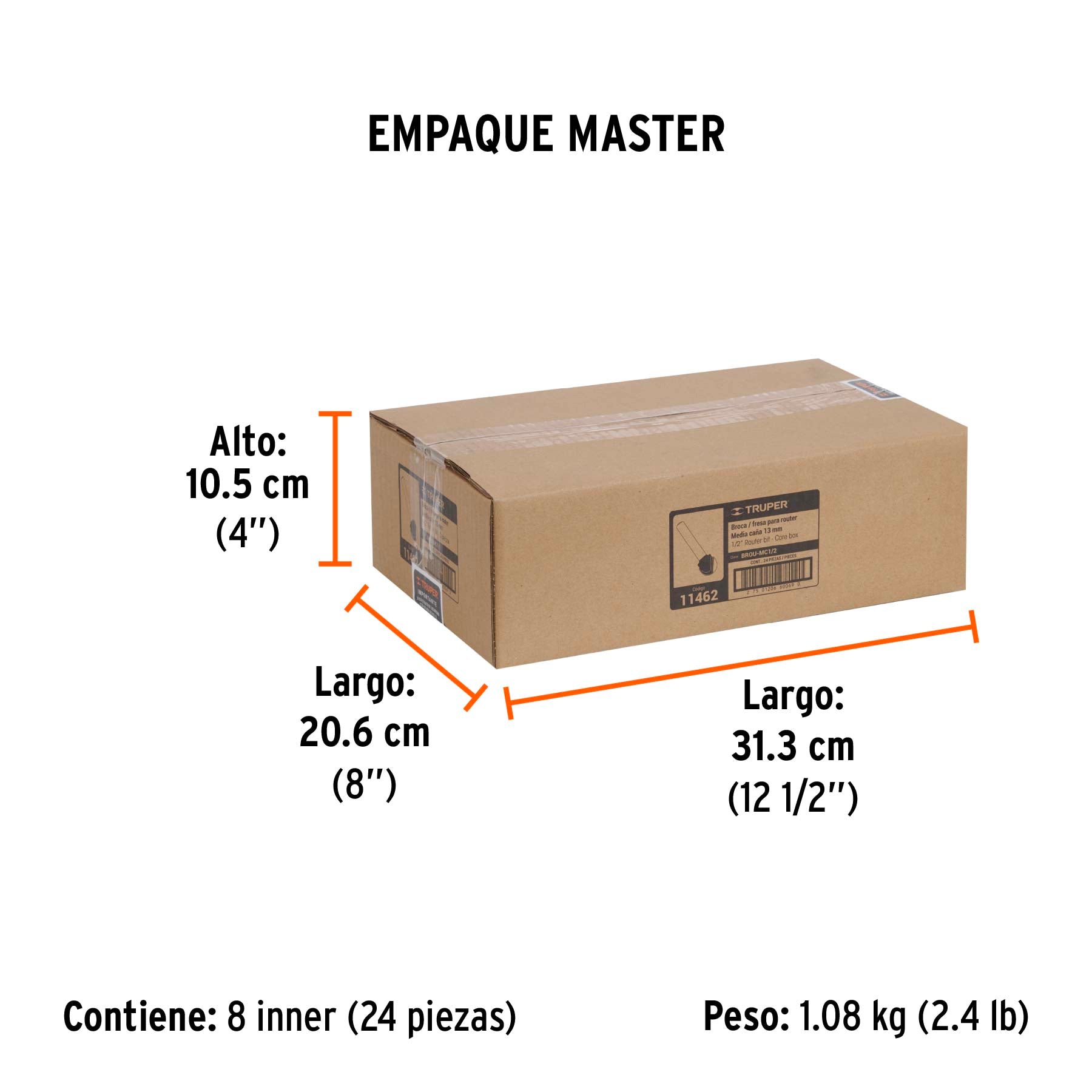 Broca para router media cana Truper 1/2"