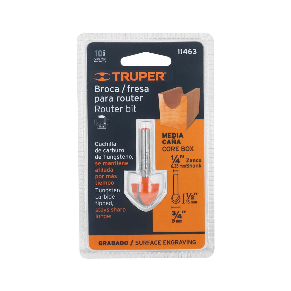 Broca para router media cana Truper 3/4"