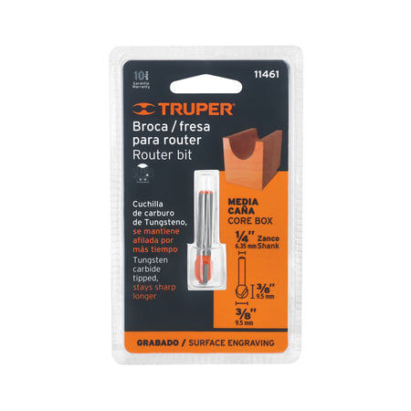 Broca para router media cana Truper 3/8"