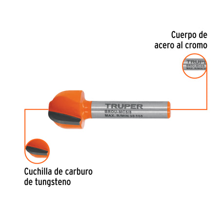 Broca para router media cana Truper 5/8"