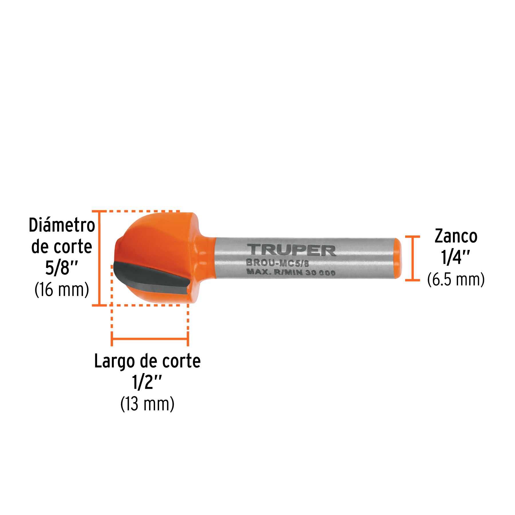 Broca para router media cana Truper 5/8"