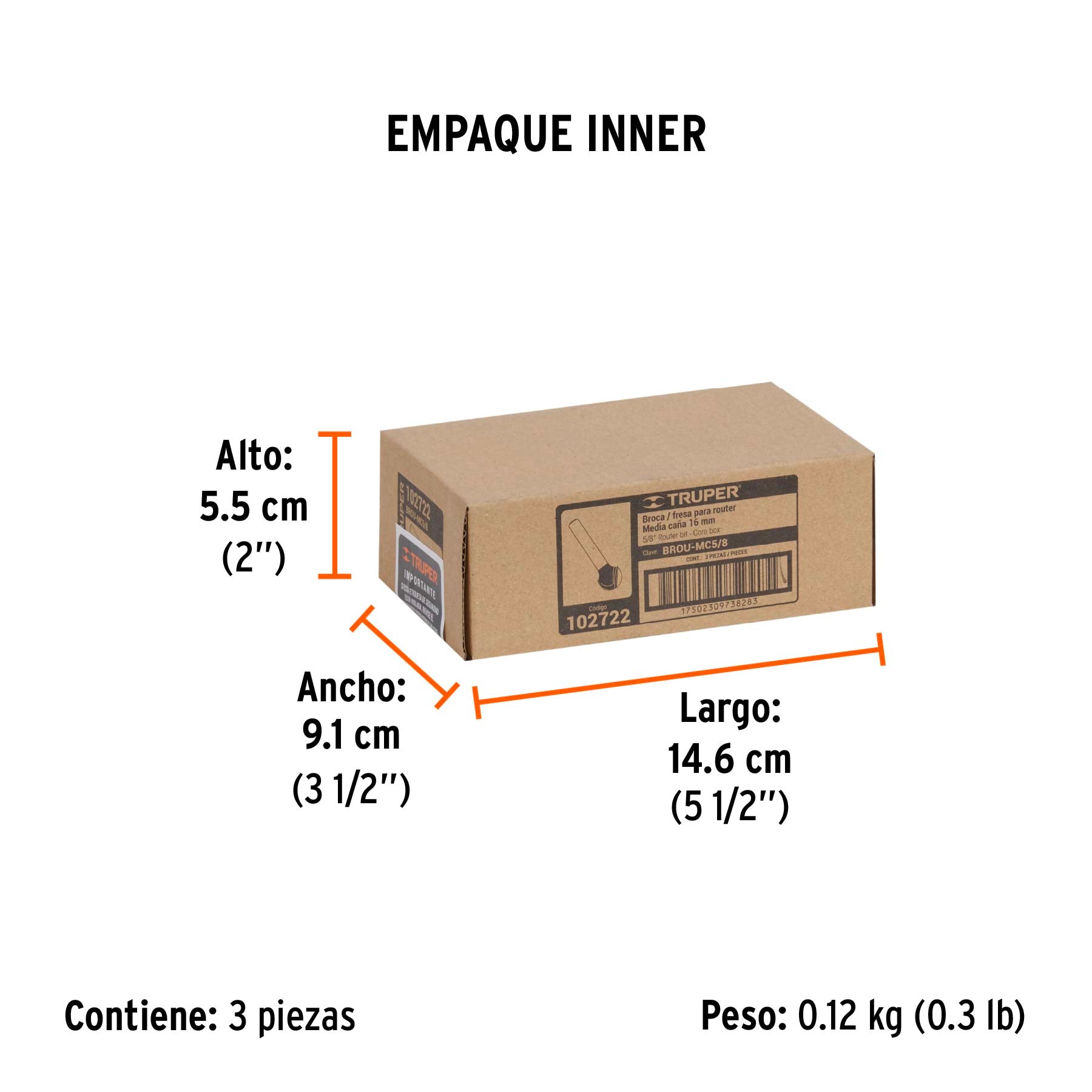 Broca para router media cana Truper 5/8"