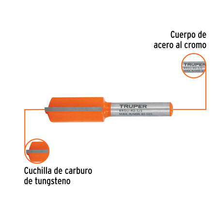 Broca para router recta 2 filos Truper 1/2"