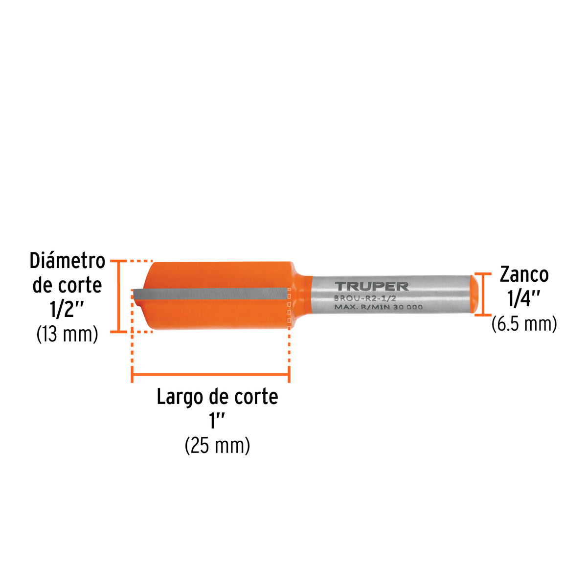 Broca para router recta 2 filos Truper 1/2"