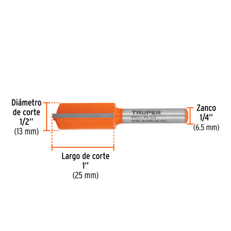 Broca para router recta 2 filos Truper 1/2"