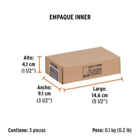 Broca para router recta 2 filos 1/4" larga Truper