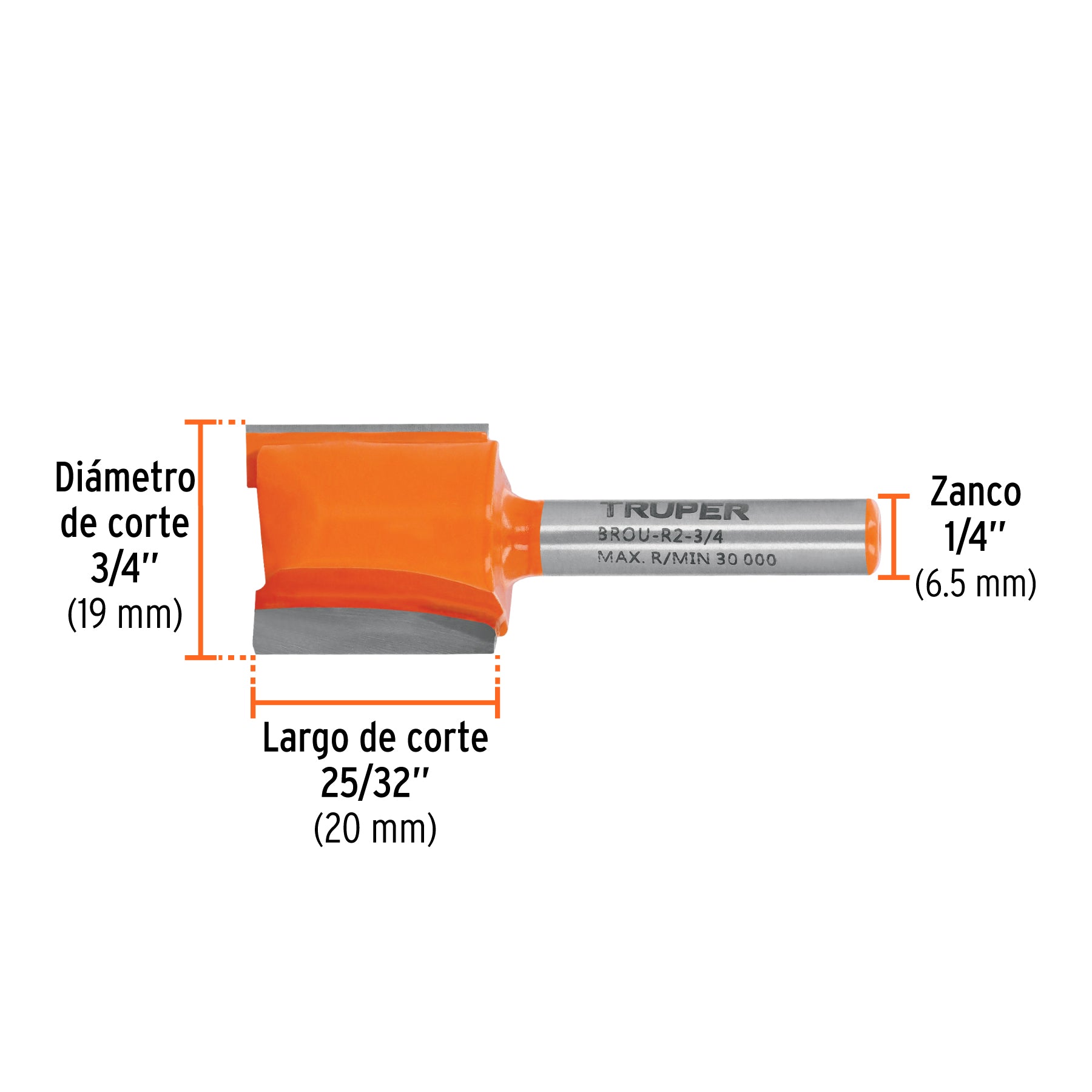 Broca para router recta 2 filos Truper 3/4"