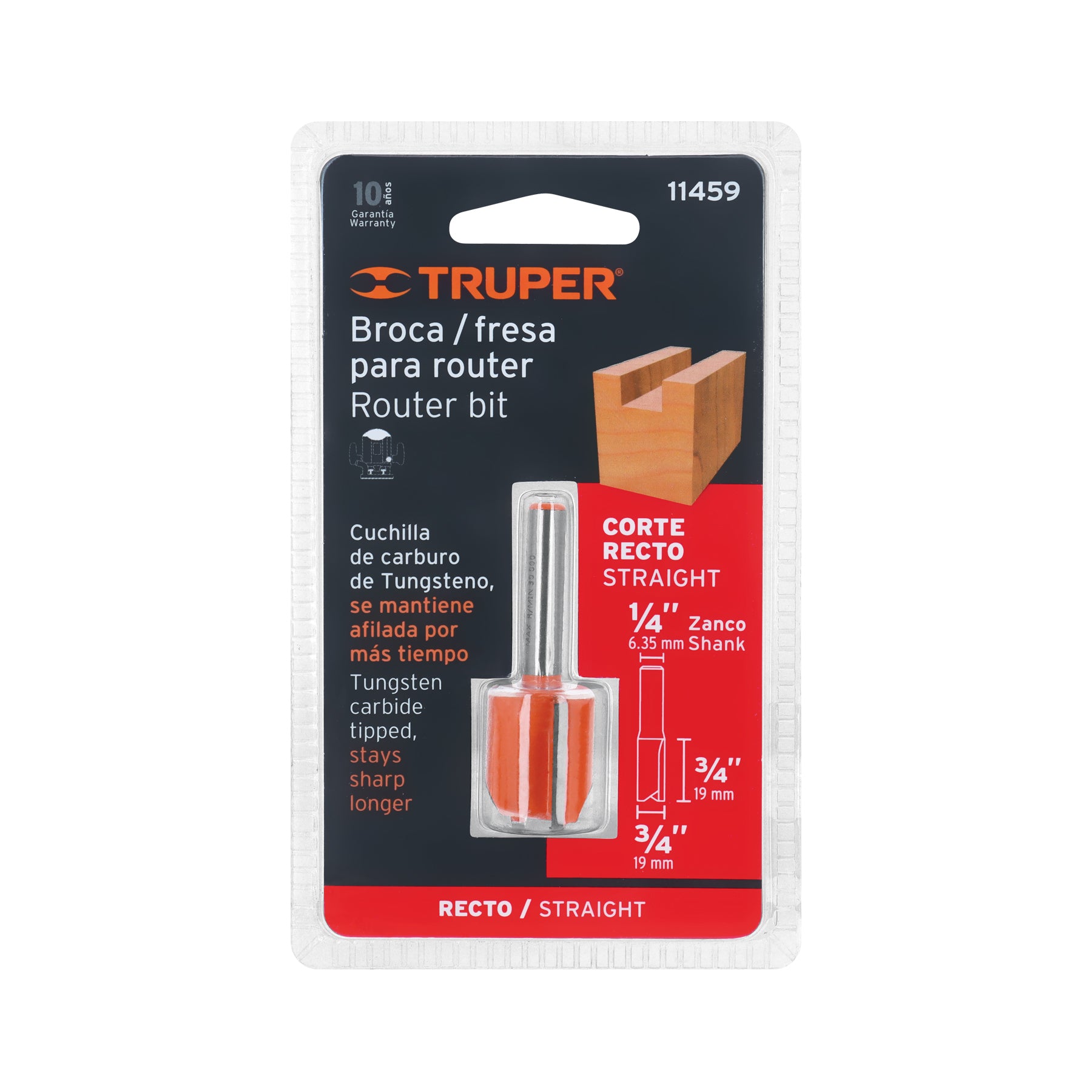 Broca para router recta 2 filos Truper 3/4"