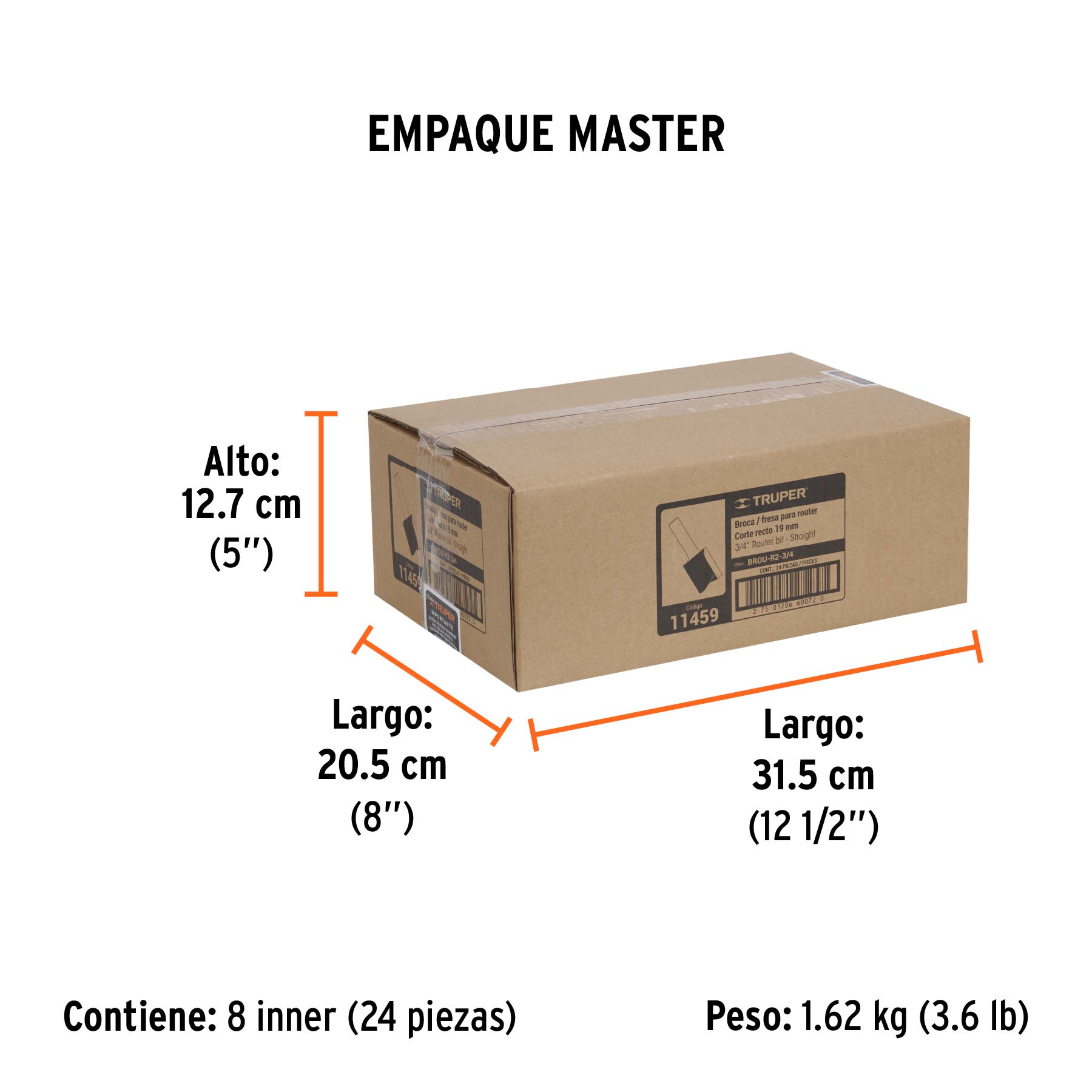 Broca para router recta 2 filos Truper 3/4"