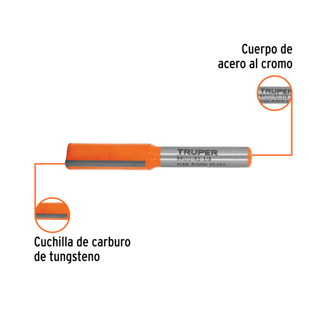 Broca para router recta 2 filos Truper 3/8"