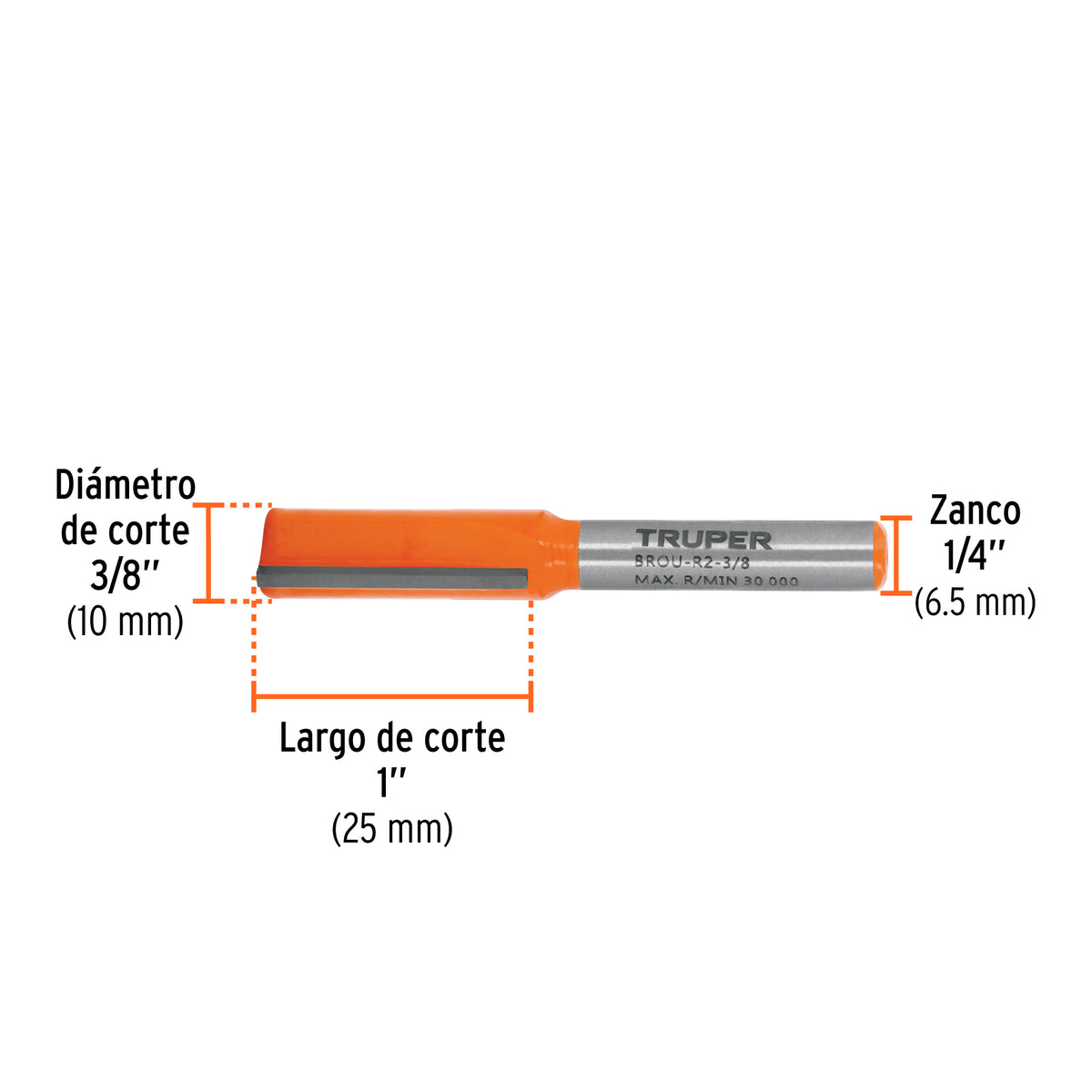 Broca para router recta 2 filos Truper 3/8"