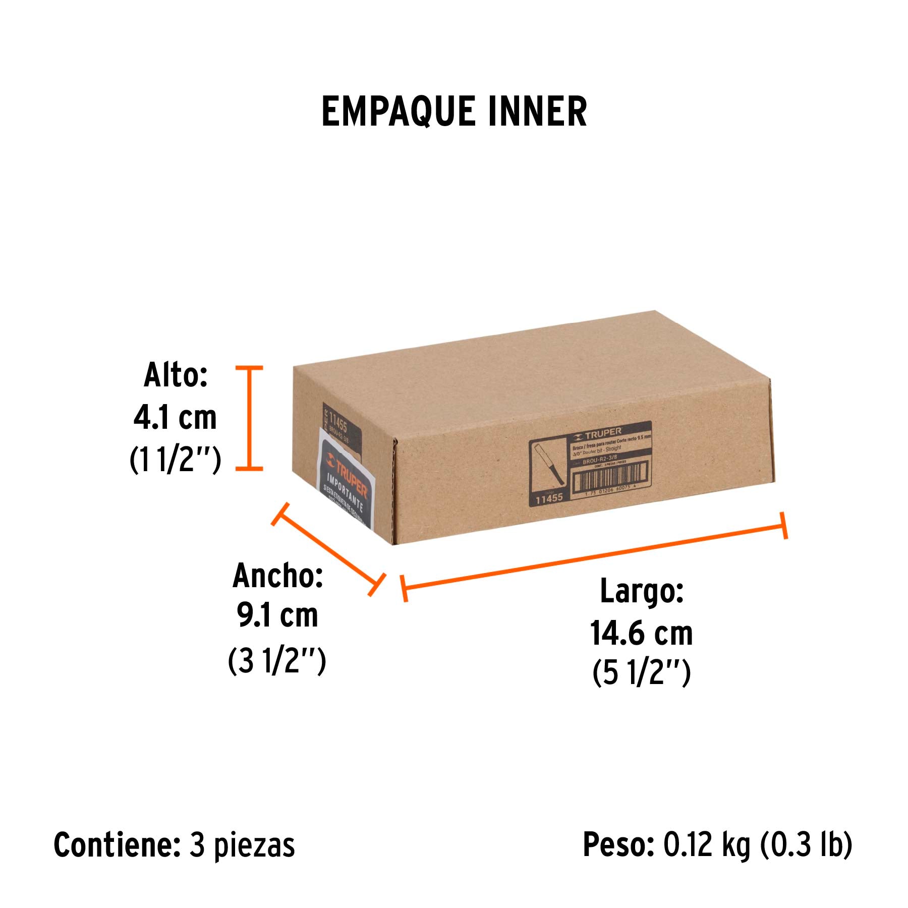 Broca para router recta 2 filos Truper 3/8"