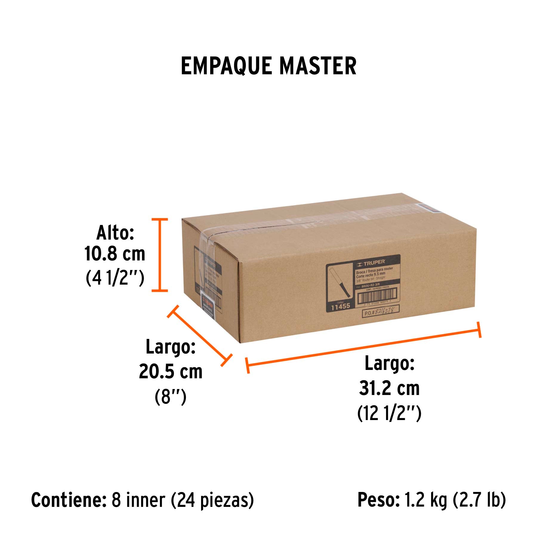 Broca para router recta 2 filos Truper 3/8"