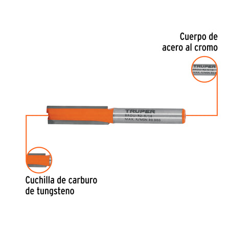 Broca para router recta 2 filos Truper 5/16"