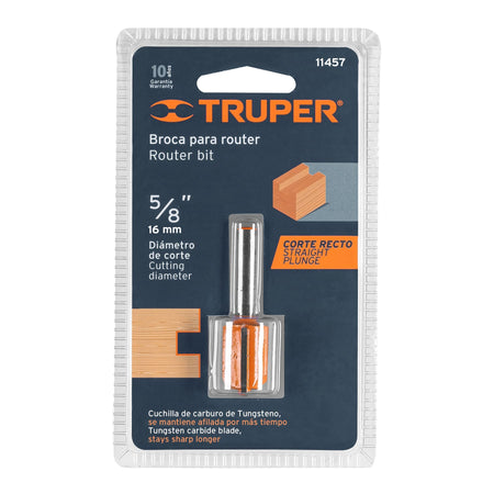Broca para router recta 2 filos Truper 5/8"