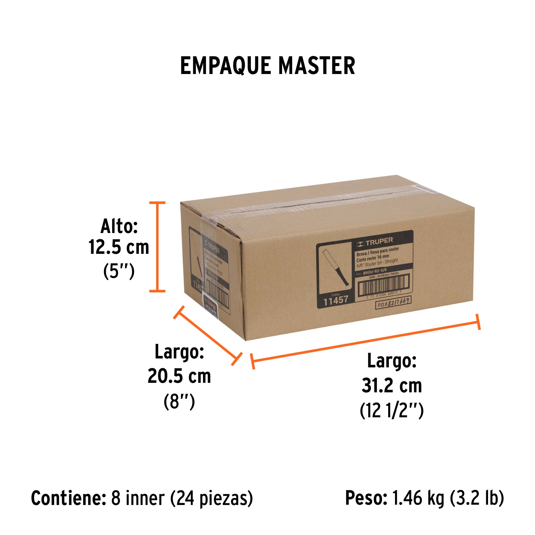 Broca para router recta 2 filos Truper 5/8"