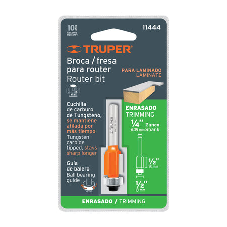 Broca para router corte recto con balero Truper 1/2"